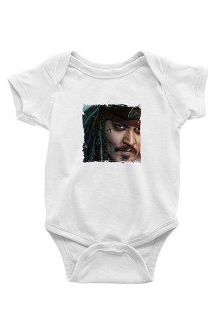 Johnny Depp Unisex Baskılı Beyaz Bebek Body - Zıbın