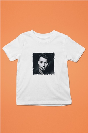 Johnny Depp Unisex Baskılı Beyaz Çocuk Tişört