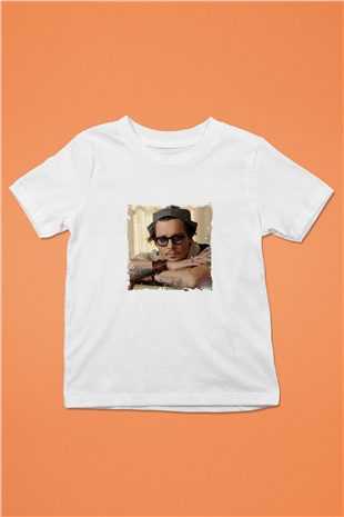 Johnny Depp Unisex Baskılı Beyaz Çocuk Tişört
