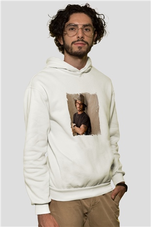 Johnny Depp Unisex Baskılı Beyaz Kapüşonlu Sweatshirt