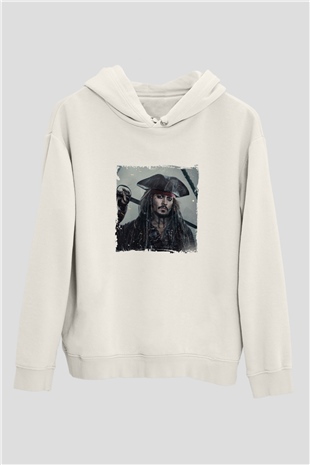 Johnny Depp Unisex Baskılı Beyaz Kapüşonlu Sweatshirt