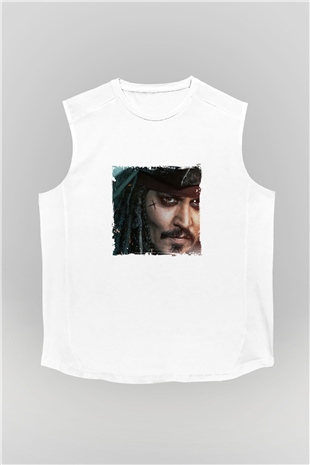 Johnny Depp Unisex Baskılı Beyaz Kolsuz Tişört