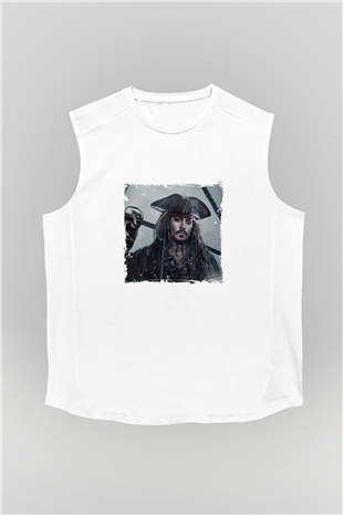 Johnny Depp Unisex Baskılı Beyaz Kolsuz Tişört