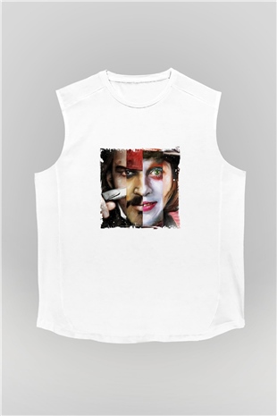 Johnny Depp Unisex Baskılı Beyaz Kolsuz Tişört