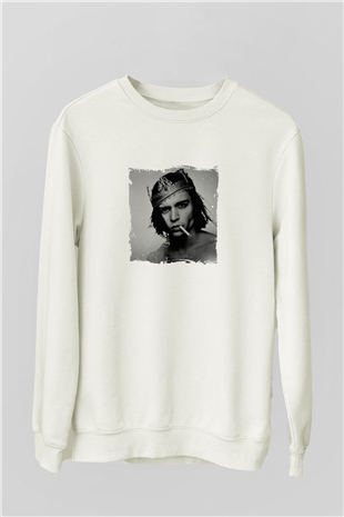 Johnny Depp Unisex Baskılı Beyaz Sweatshirt
