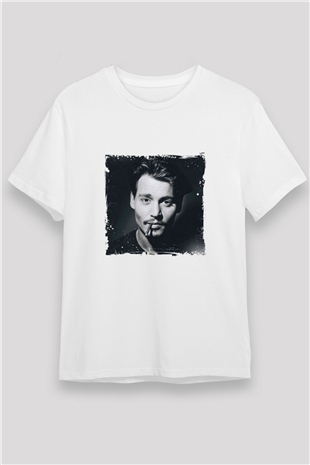 Johnny Depp Unisex Baskılı Beyaz Tişört