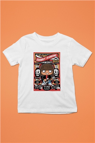 Johny Ramones Baskılı Unisex Beyaz Çocuk Tişört