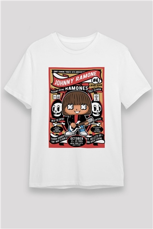 Johny Ramones Baskılı Unisex Beyaz Tişört