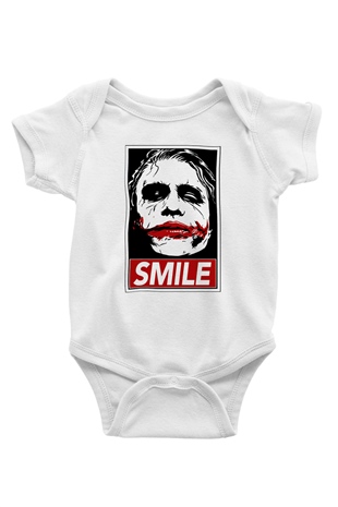 Joker Baskılı Beyaz Unisex Bebek Body - Zıbın