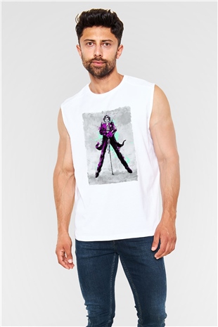 Joker Baskılı Unisex Beyaz  Kolsuz Tişört