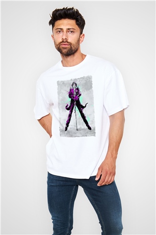 Joker Baskılı Oversize Beyaz Tişört