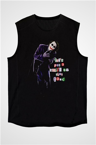 Joker Baskılı Unisex Siyah  Kolsuz Tişört