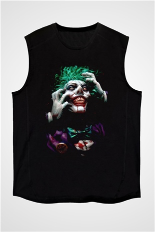 Joker Baskılı Unisex Siyah  Kolsuz Tişört