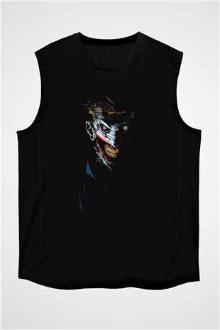 Joker Baskılı Unisex Siyah  Kolsuz Tişört