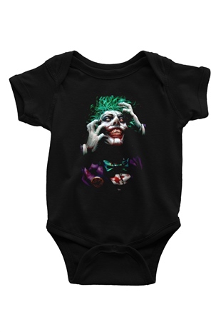 Joker BaskılıSiyah  Bebek Body - Zıbın