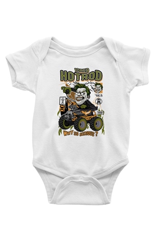 Joker Hotrod Baskılı Unisex Beyaz Bebek Body - Zıbın