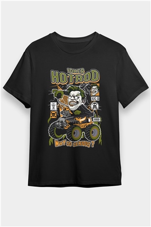 Joker Hotrod Baskılı Unisex Siyah Tişört