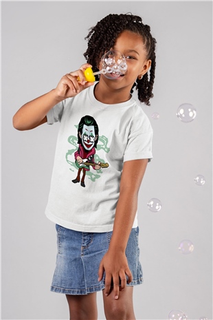 Joker Rockstar Baskılı Unisex Beyaz Çocuk Tişört