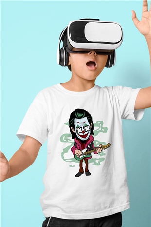 Joker Rockstar Baskılı Unisex Beyaz Çocuk Tişört