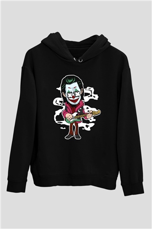 Joker Rockstar Baskılı Unisex Siyah Hoodie