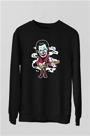 Joker Rockstar Baskılı Unisex Siyah Sweatshirt