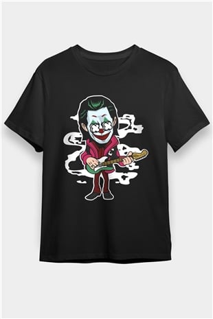 Joker Rockstar Baskılı Unisex Siyah Tişört