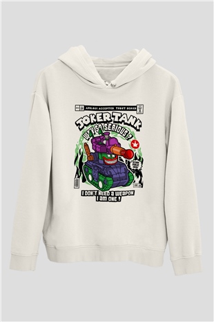 Joker Tank Baskılı Unisex Beyaz Hoodie