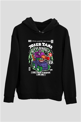 Joker Tank Baskılı Unisex Siyah Hoodie