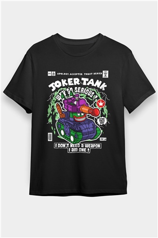 Joker Tank Baskılı Unisex Siyah Tişört