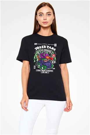 Joker Tank Baskılı Unisex Siyah Tişört