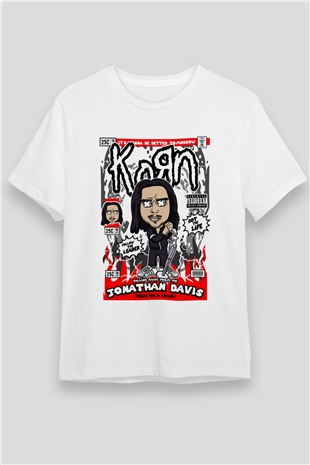 Jonathan Davis KoRn  Baskılı Unisex Beyaz Tişört