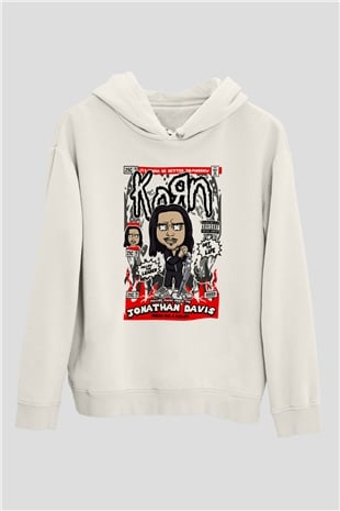 Jonathan Davis KoRn  Baskılı Unisex Beyaz Hoodie