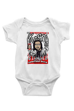 Jonathan Davis KoRn  Baskılı Unisex Beyaz Bebek Body - Zıbın