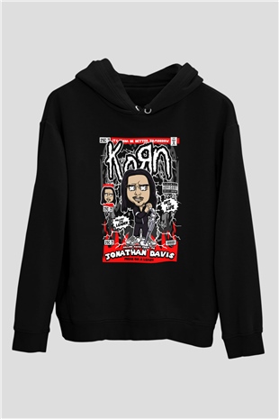Jonathan Davis KoRn Baskılı Unisex Siyah Hoodie