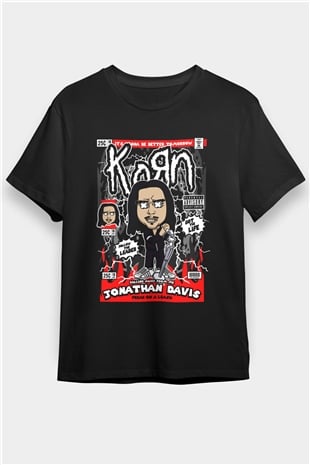 Jonathan Davis KoRn Baskılı Unisex Siyah Tişört