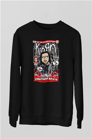Jonathan Davis KoRn Baskılı Unisex Siyah Sweatshirt