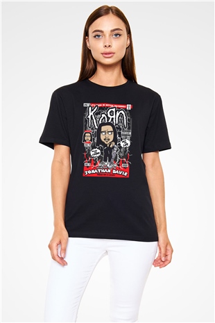 Jonathan Davis KoRn Baskılı Unisex Siyah Tişört