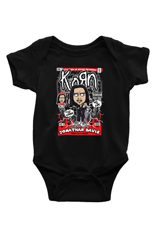 Jonathan Davis KoRn Baskılı Unisex Siyah Bebek Body - Zıbın
