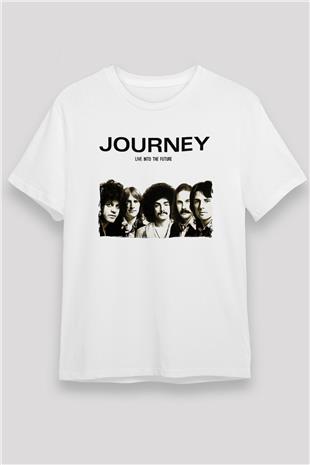 Journey Baskılı Unisex Beyaz Tişört - Tshirt