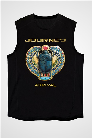 Journey Baskılı Unisex Siyah Kolsuz Tişört - Tshirt