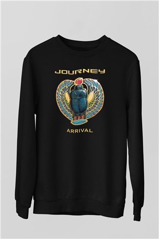 Journey Baskılı Unisex Siyah Sweatshirt
