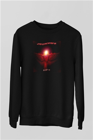 Journey Baskılı Unisex Siyah Sweatshirt