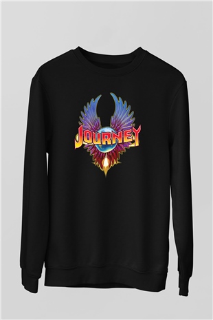 Journey Baskılı Unisex Siyah Sweatshirt