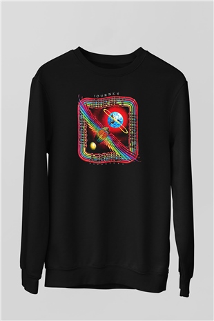 Journey Baskılı Unisex Siyah Sweatshirt