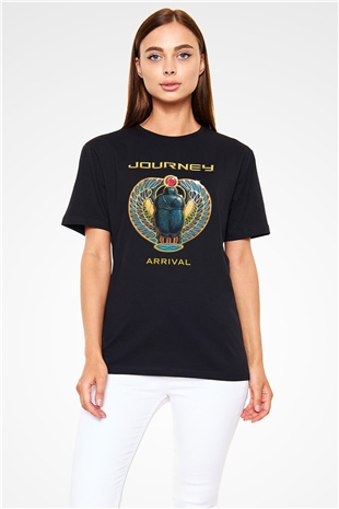 Journey Baskılı Unisex Siyah Tişört - Tshirt