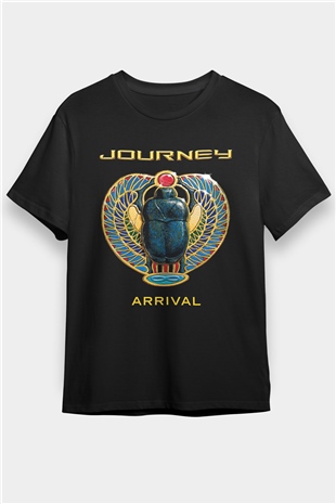 Journey Baskılı Unisex Siyah Tişört - Tshirt