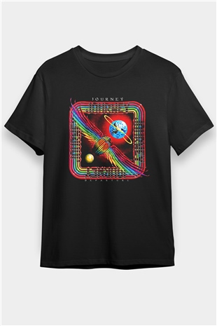 Journey Baskılı Unisex Siyah Tişört - Tshirt