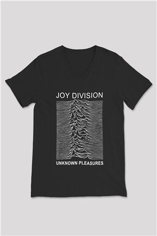 Joy Division Siyah Unisex V Yaka Tişört T-Shirt