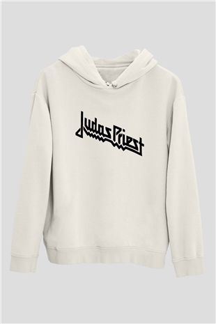 Judas Priest Beyaz Unisex Kapşonlu Sweatshirt