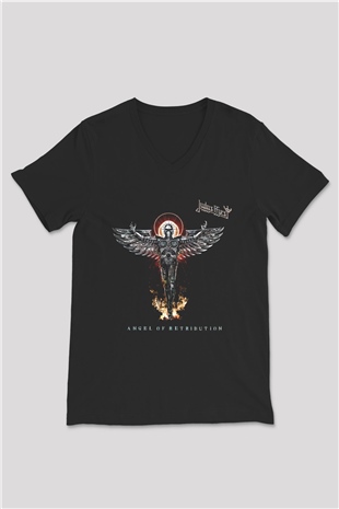 Judas Priest Siyah Unisex V Yaka Tişört T-Shirt